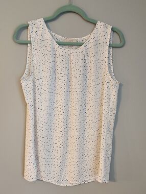 LOFT White Sleeveless Dot-Print Blouse